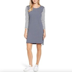 Vineyard Vines Dress navy and white striped 3/4 length sleeves Sz small